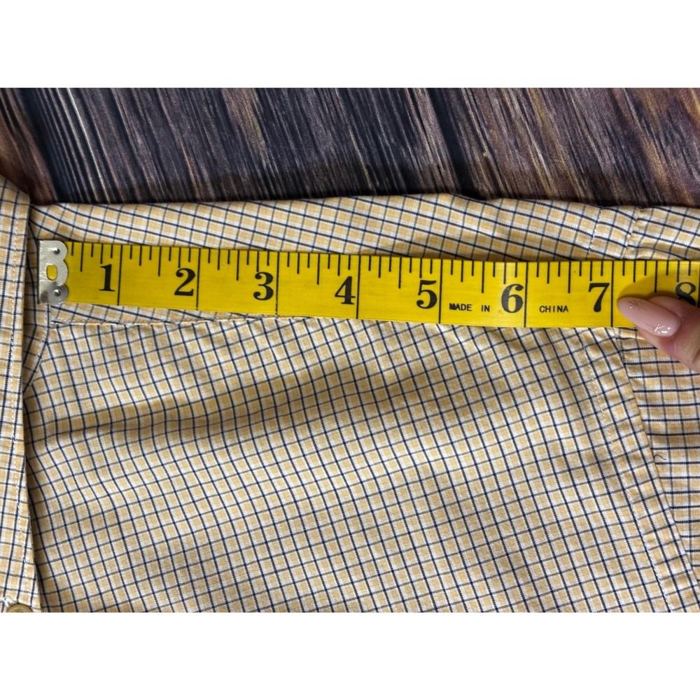 Nautica Mens Short Sleeve Button Down Shirt L Yellow Gingham 100% Cotton - Picture 7 of 13